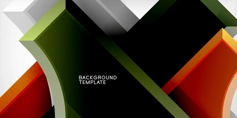 Arrow with round elements. Color geometric shapes background. Vector 스톡 일러스트