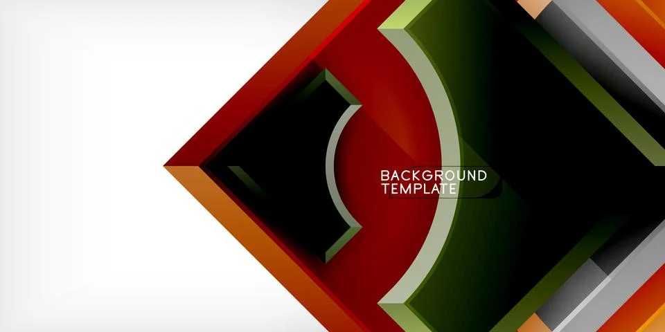 Arrow with round elements. Color geometric shapes background. Vector 스톡 일러스트