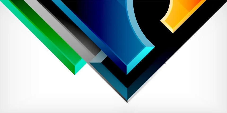 Arrow with round elements. Color geometric shapes background. Vector Illustrazione stock