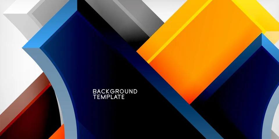 Arrow with round elements. Color geometric shapes background. Vector Illustrazione stock