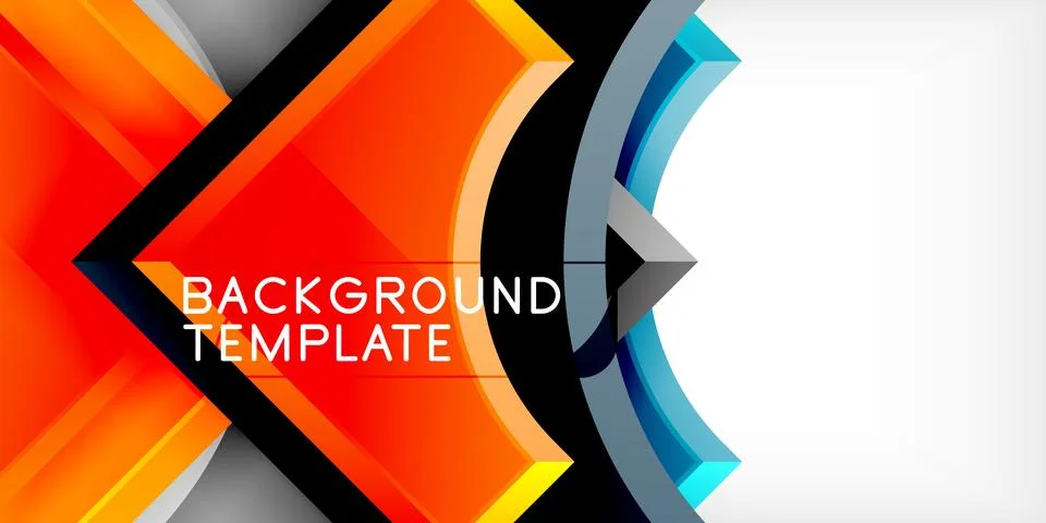 Arrow with round elements. Color geometric shapes background. Vector Stock Illustration