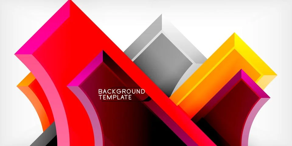Arrow with round elements. Color geometric shapes background. Vector 스톡 일러스트