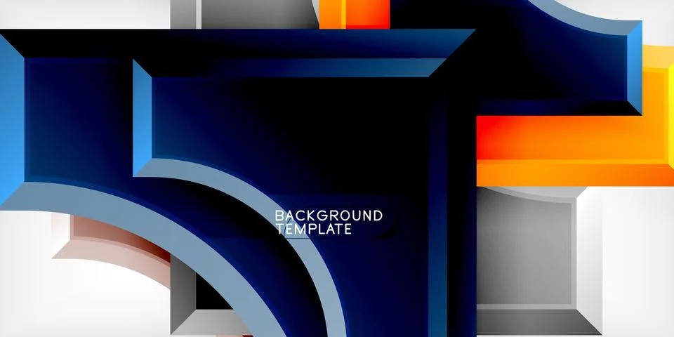 Arrow with round elements. Color geometric shapes background. Vector Illustrazione stock
