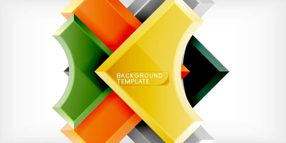 Arrow with round elements. Color geometric shapes background. Vector 스톡 일러스트