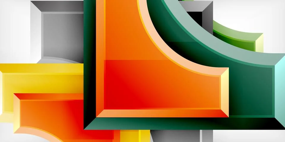 Arrow with round elements. Color geometric shapes background. Vector Illustrazione stock