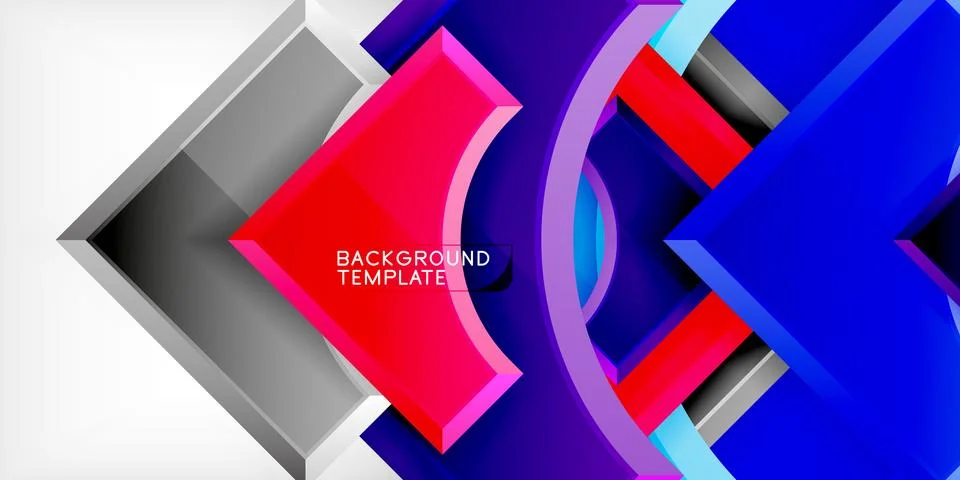 Arrow with round elements. Color geometric shapes background. Vector Stock Illustration