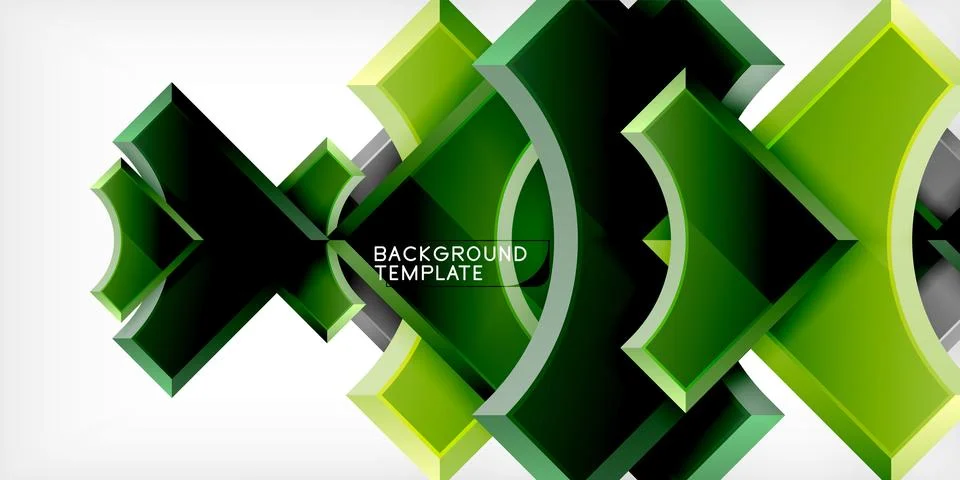 Arrow with round elements. Color geometric shapes background. Vector Illustrazione stock