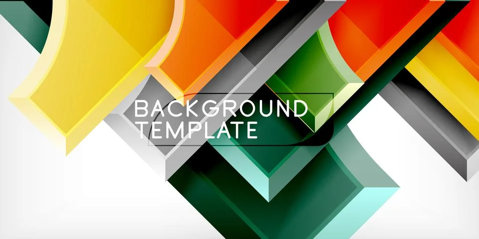 Arrow with round elements. Color geometric shapes background. Vector Stock Illustration