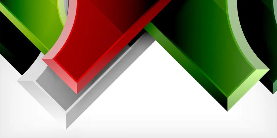 Arrow with round elements. Color geometric shapes background. Vector Stock Illustration