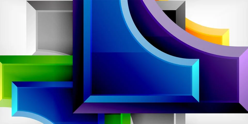Arrow with round elements. Color geometric shapes background. Vector 스톡 일러스트