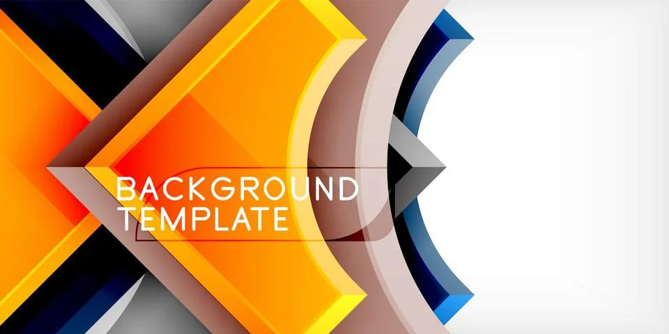 Arrow with round elements. Color geometric shapes background. Vector Illustrazione stock