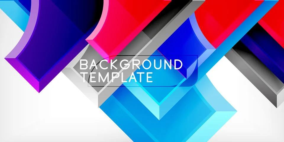 Arrow with round elements. Color geometric shapes background. Vector Stock Illustration