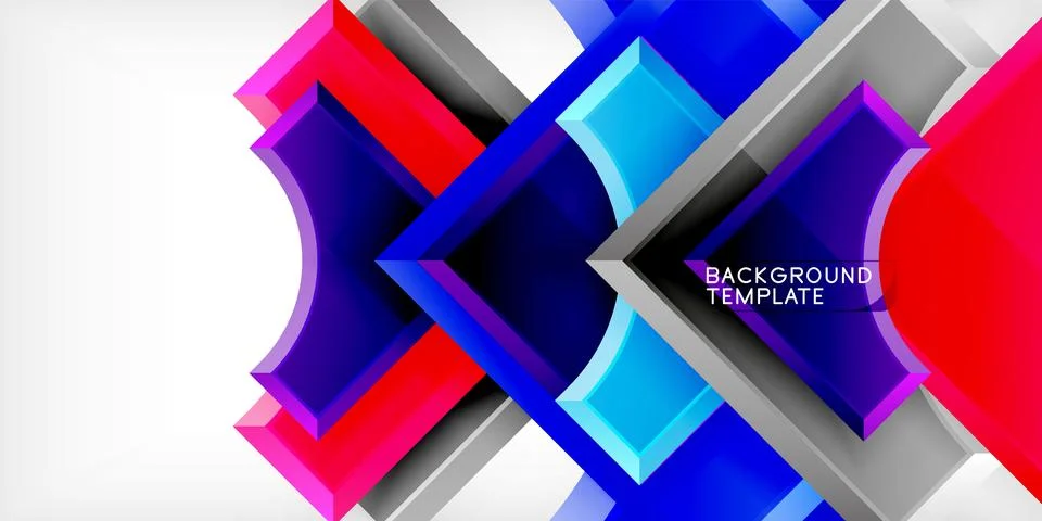 Arrow with round elements. Color geometric shapes background. Vector Illustrazione stock