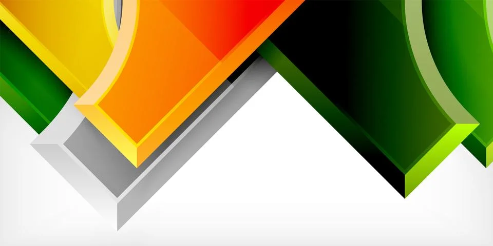 Arrow with round elements. Color geometric shapes background. Vector 스톡 일러스트