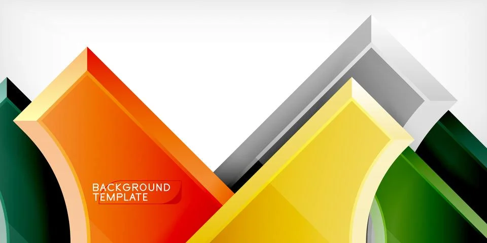 Arrow with round elements. Color geometric shapes background. Vector Stock Illustration