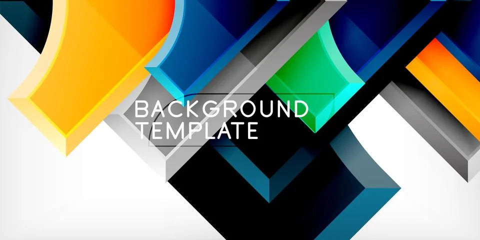 Arrow with round elements. Color geometric shapes background. Vector Stock Illustration