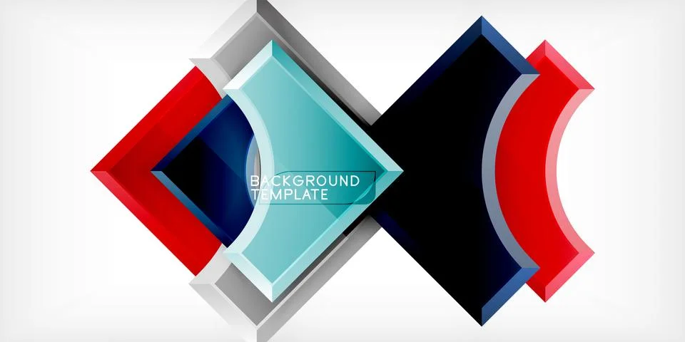 Arrow with round elements. Color geometric shapes background. Vector Stock Illustration