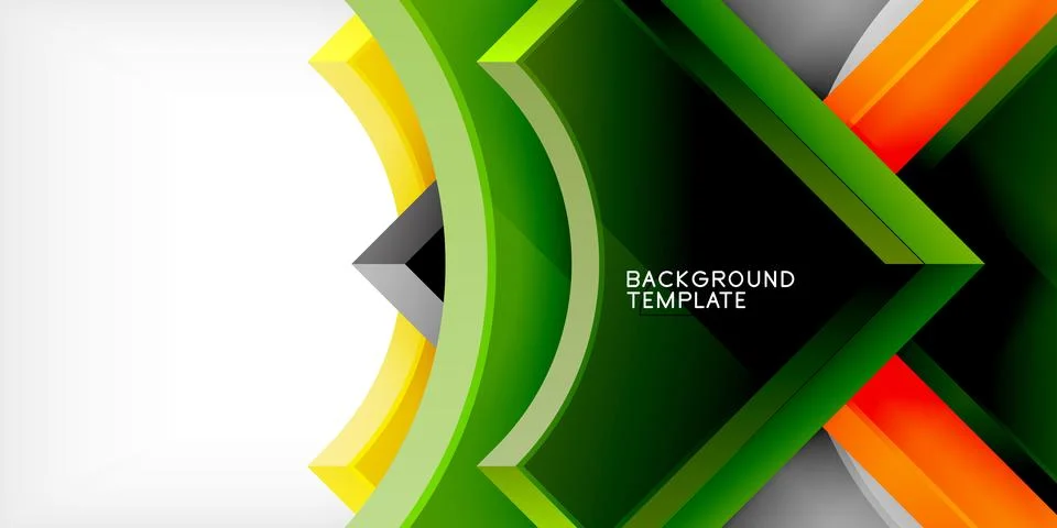Arrow with round elements. Color geometric shapes background. Vector Stock Illustration