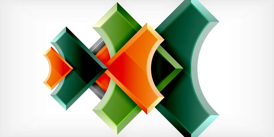 Arrow with round elements. Color geometric shapes background. Vector Stock Illustration