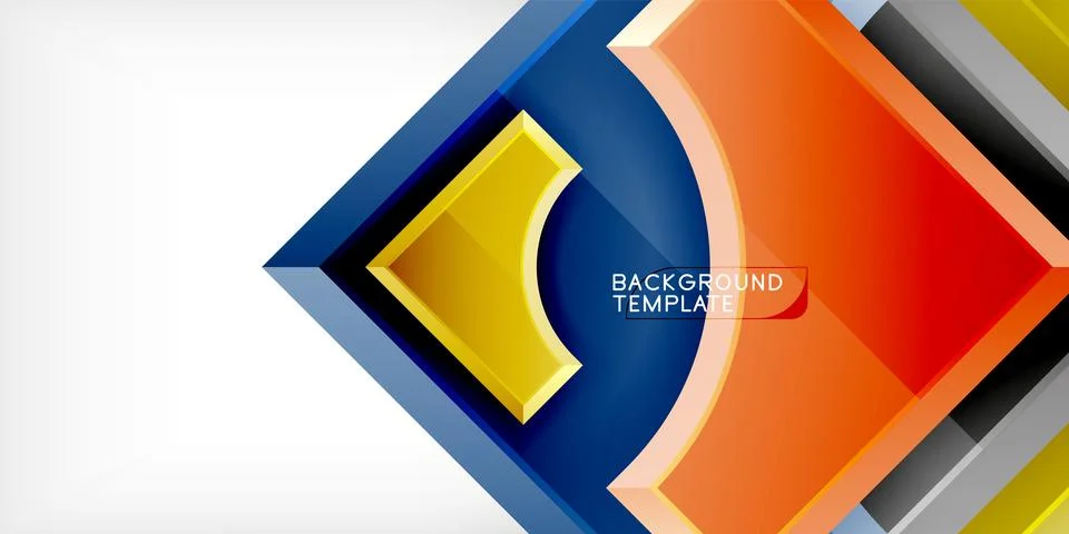 Arrow with round elements. Color geometric shapes background. Vector Stock Illustration