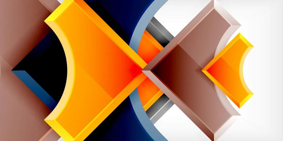 Arrow with round elements. Color geometric shapes background. Vector Stock Illustration