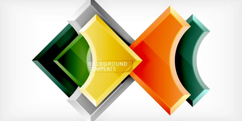 Arrow with round elements. Color geometric shapes background. Vector Stock Illustration