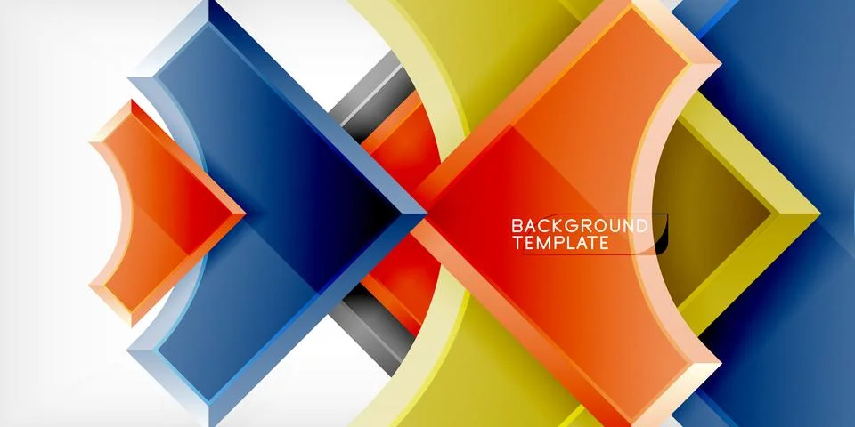 Arrow with round elements. Color geometric shapes background. Vector Stock Illustration