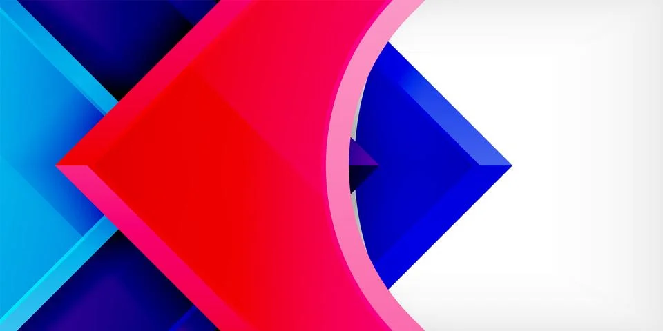 Arrow with round elements. Color geometric shapes background. Vector Stock Illustration