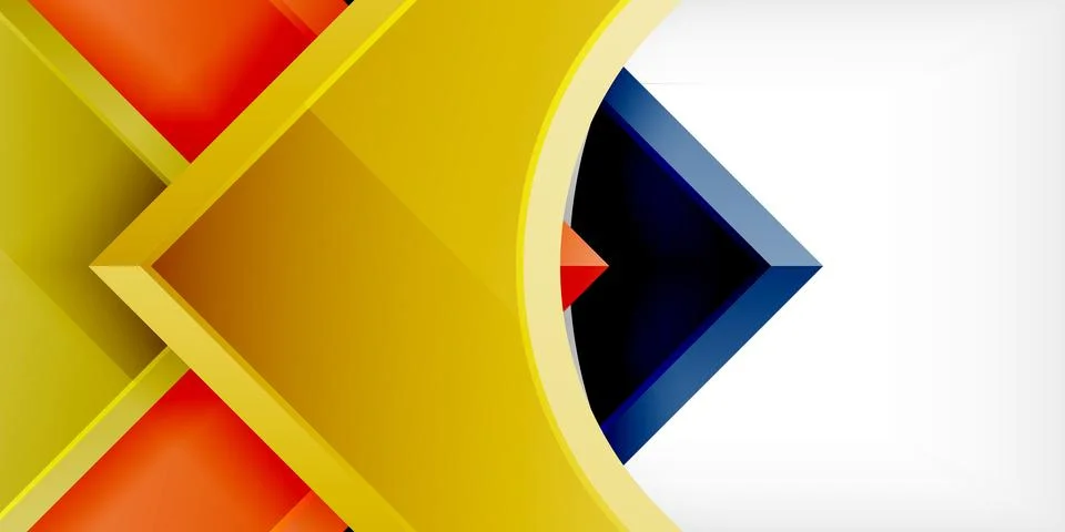 Arrow with round elements. Color geometric shapes background. Vector Stock Illustration