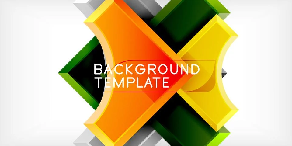 Arrow with round elements. Color geometric shapes background. Vector Stock Illustration