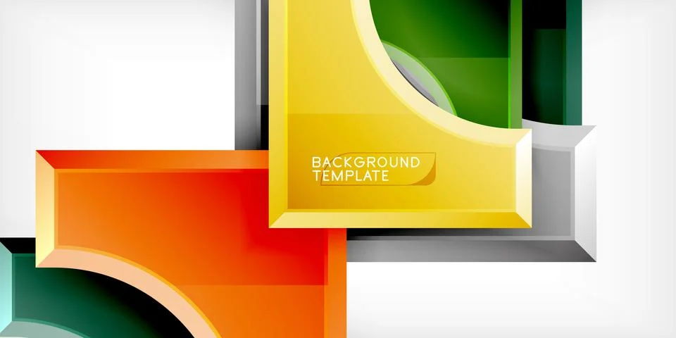 Arrow with round elements. Color geometric shapes background. Vector Illustrazione stock