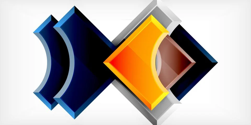Arrow with round elements. Color geometric shapes background. Vector Stock Illustration