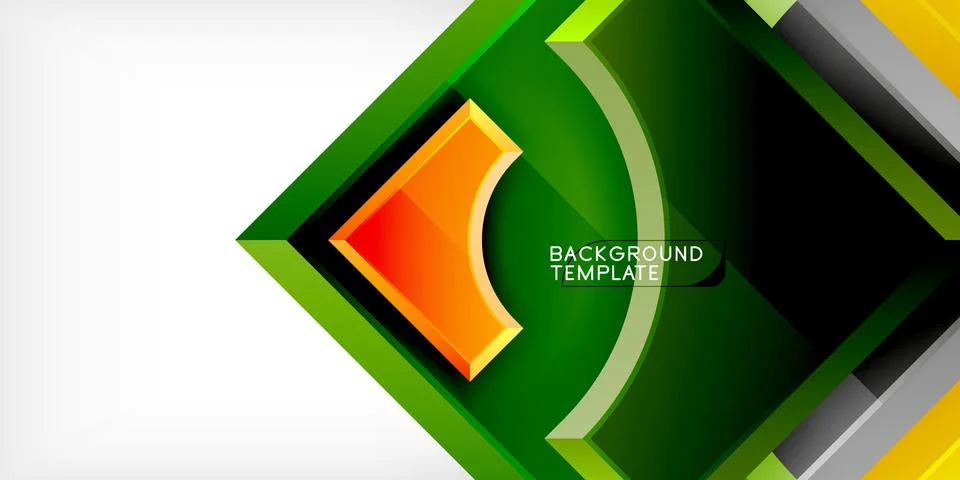 Arrow with round elements. Color geometric shapes background. Vector Stock Illustration