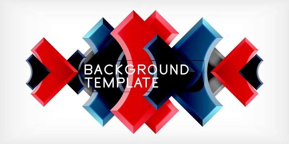 Arrow with round elements. Color geometric shapes background. Vector Stock Illustration