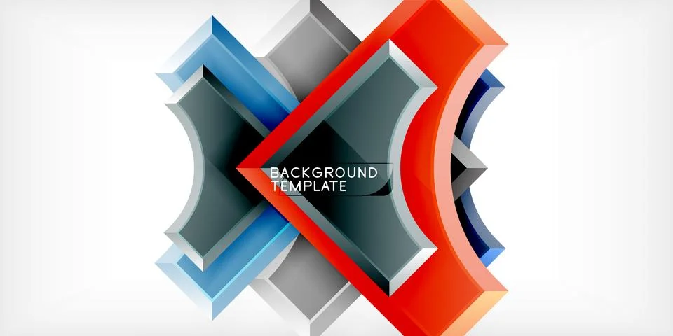 Arrow with round elements. Color geometric shapes background. Vector 스톡 일러스트