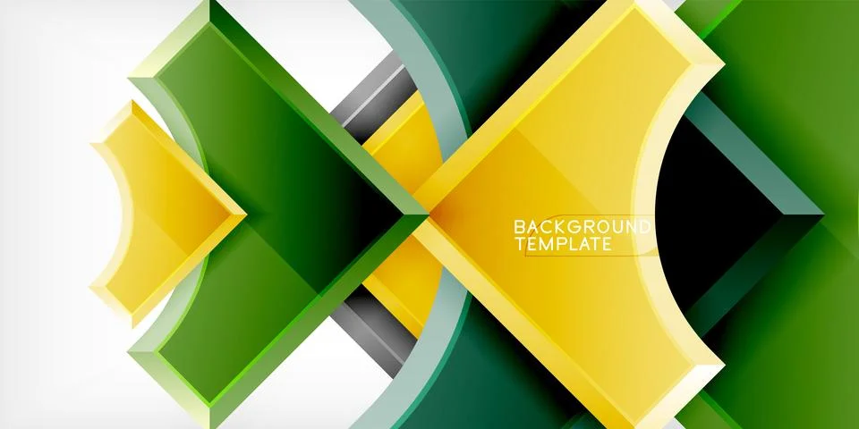 Arrow with round elements. Color geometric shapes background. Vector 스톡 일러스트