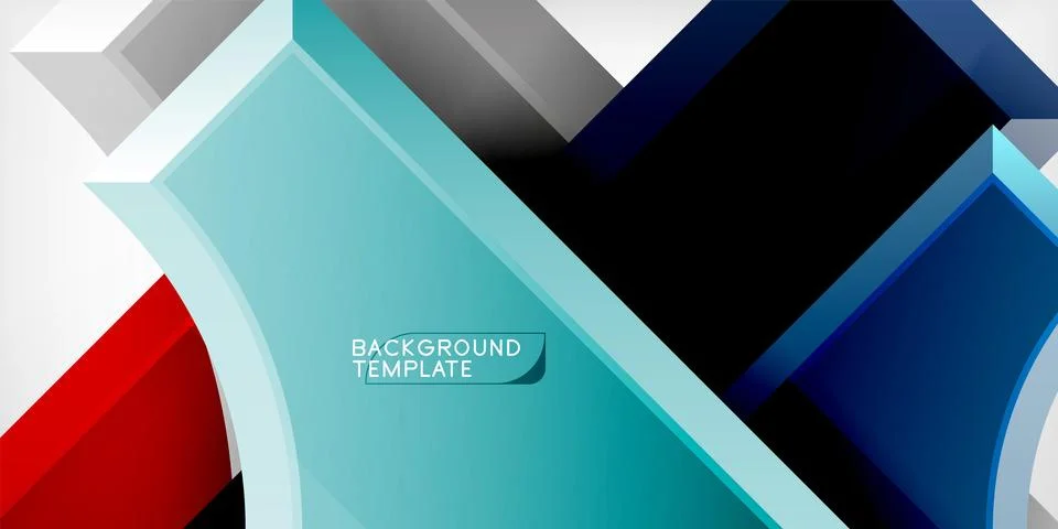 Arrow with round elements. Color geometric shapes background. Vector Stock Illustration