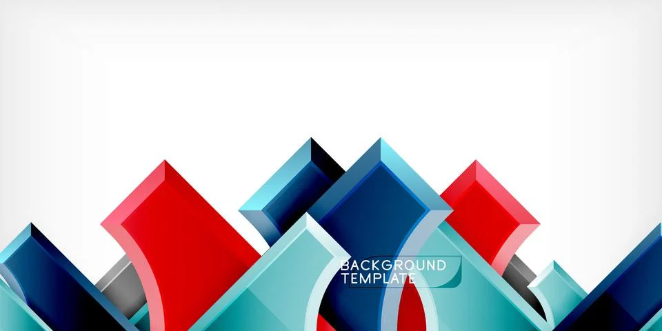 Arrow with round elements. Color geometric shapes background. Vector Stock Illustration
