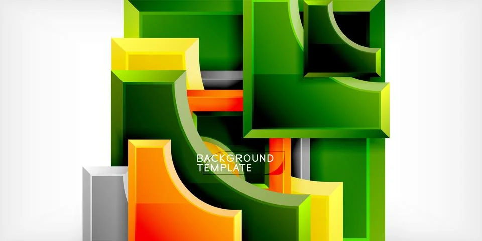 Arrow with round elements. Color geometric shapes background. Vector Stock Illustration