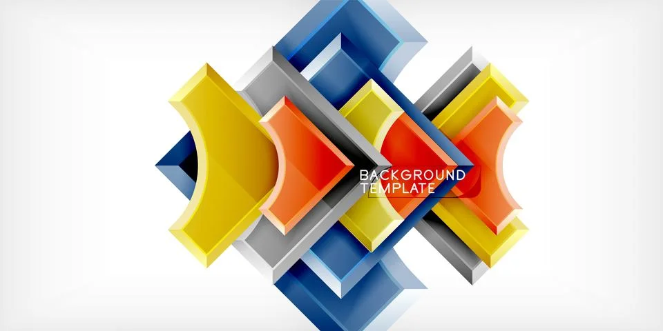 Arrow with round elements. Color geometric shapes background. Vector Stock Illustration