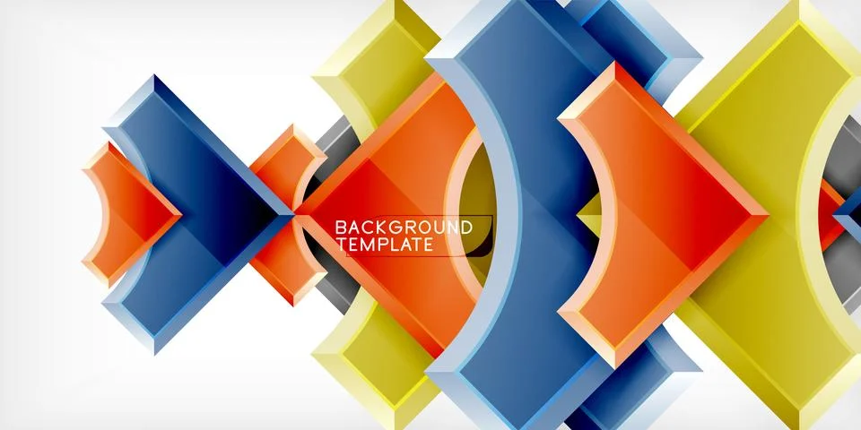 Arrow with round elements. Color geometric shapes background. Vector Stock Illustration