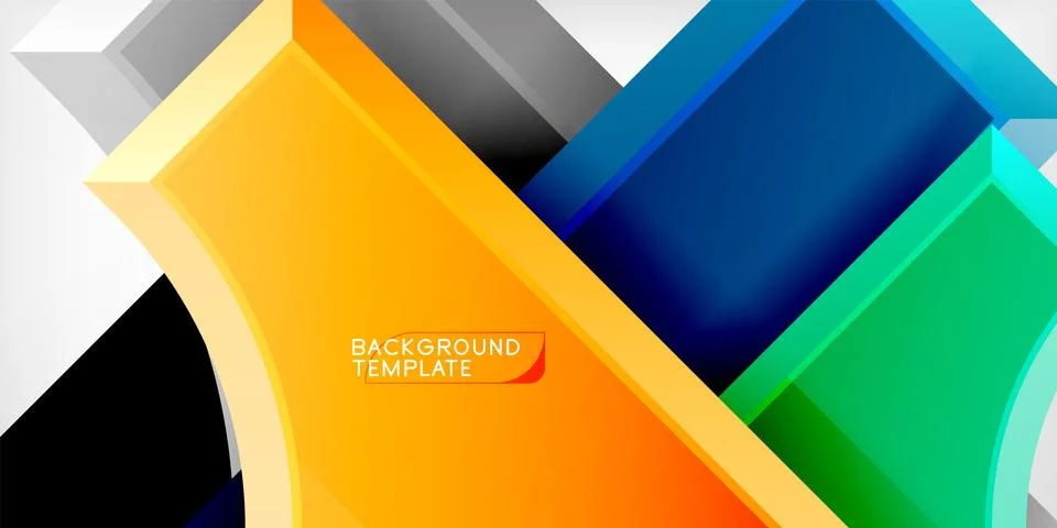Arrow with round elements. Color geometric shapes background. Vector Stock Illustration