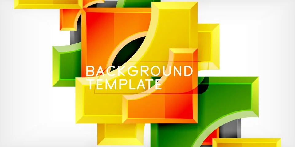 Arrow with round elements. Color geometric shapes background. Vector Stock Illustration