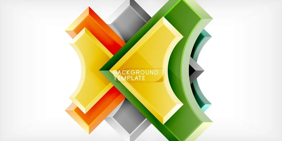 Arrow with round elements. Color geometric shapes background. Vector Illustrazione stock