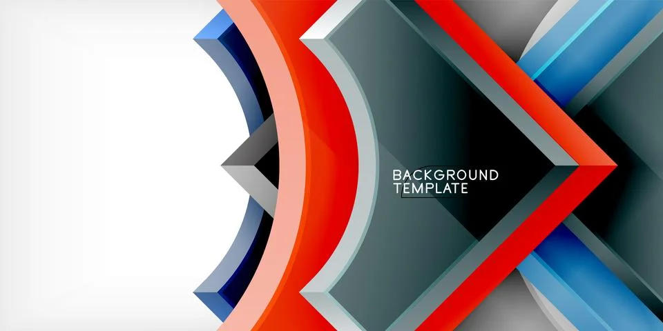 Arrow with round elements. Color geometric shapes background. Vector Stock Illustration