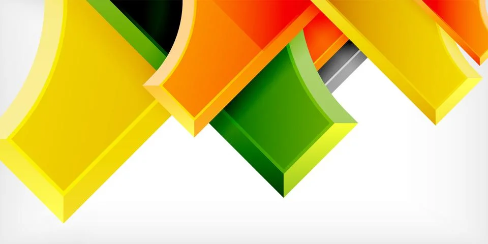 Arrow with round elements. Color geometric shapes background. Vector Stock Illustration