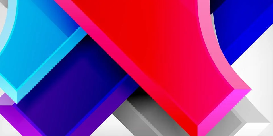 Arrow with round elements. Color geometric shapes background. Vector Illustrazione stock
