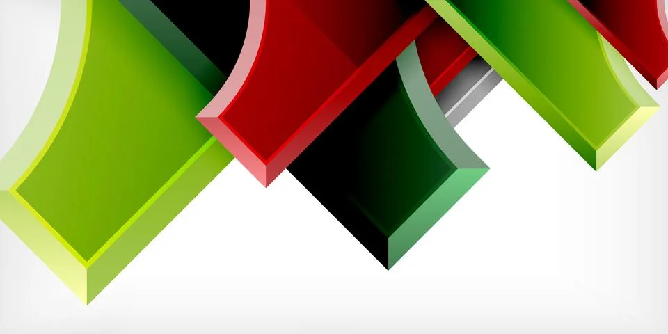 Arrow with round elements. Color geometric shapes background. Vector Stock Illustration