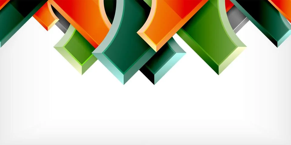 Arrow with round elements. Color geometric shapes background. Vector Illustrazione stock