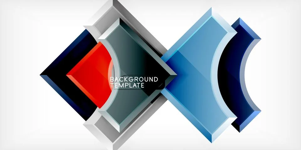 Arrow with round elements. Color geometric shapes background. Vector Illustrazione stock